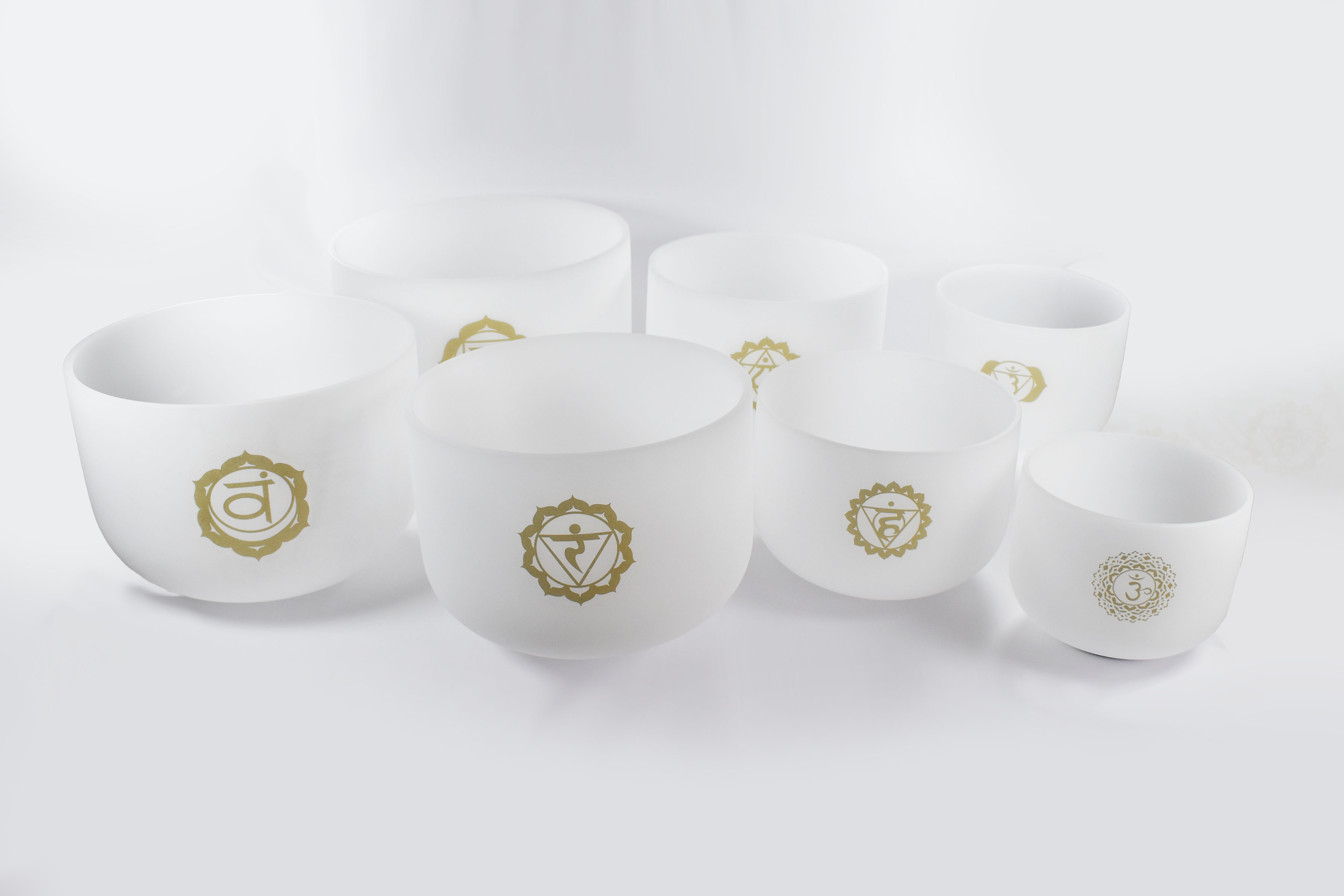 Flower of Life Quartz Singing Bowl Set — 8 to 14 Inch